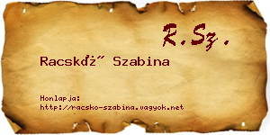 Racskó Szabina névjegykártya